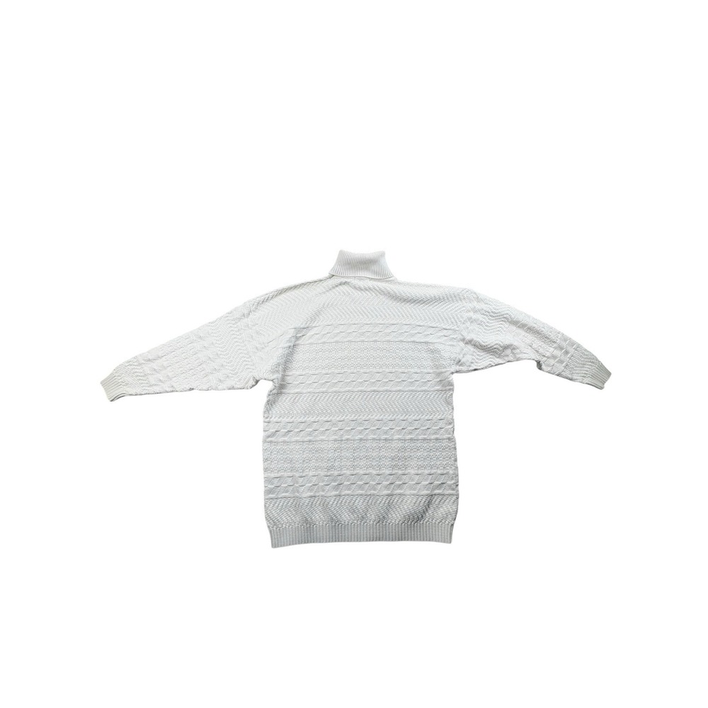 Ann Taylor Cream Cable Knit Turtleneck Sweater Womens Medium 100% Cotton‎
